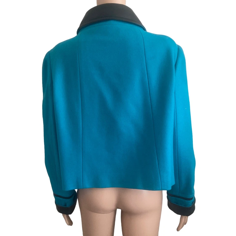 Vintage Carlisle Jacket Womens 16 blue Wool Blend Black Polyurethane Accent - Image 2 of 4