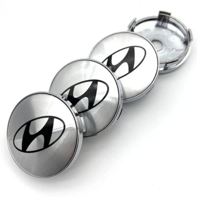 4x 60mm Für Hyundai Logo Auto Radnabenkappe Nabendeckel Felgendeckel Silber NEU