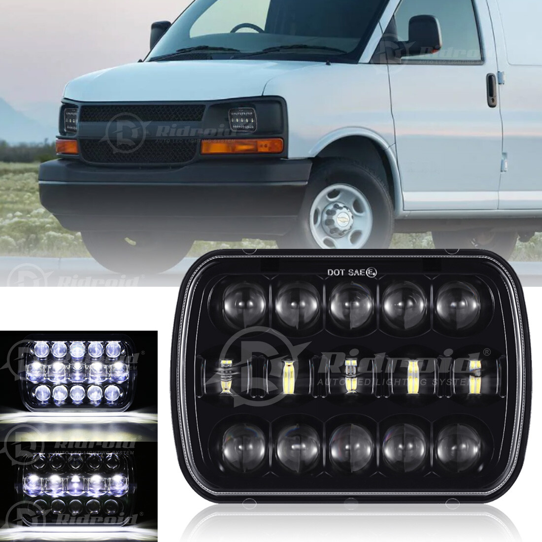 7x6 5x7inch LED Headlight Sealed Beam For Chevy Express Cargo Van