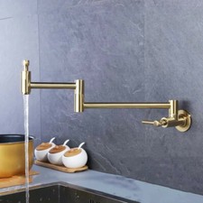 Dual Handles Pot Filler Folding tap Brass Kitchen Sink Faucet Brushed gold Tap