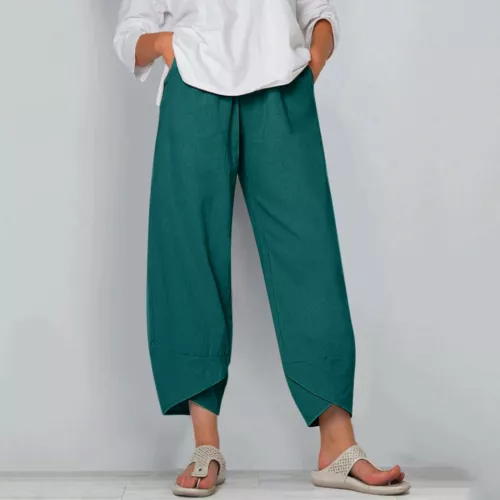 New Womens Ladies Cotton Linen Loose Baggy Casual Harem Pants Trousers Plus Size - Picture 11 of 35