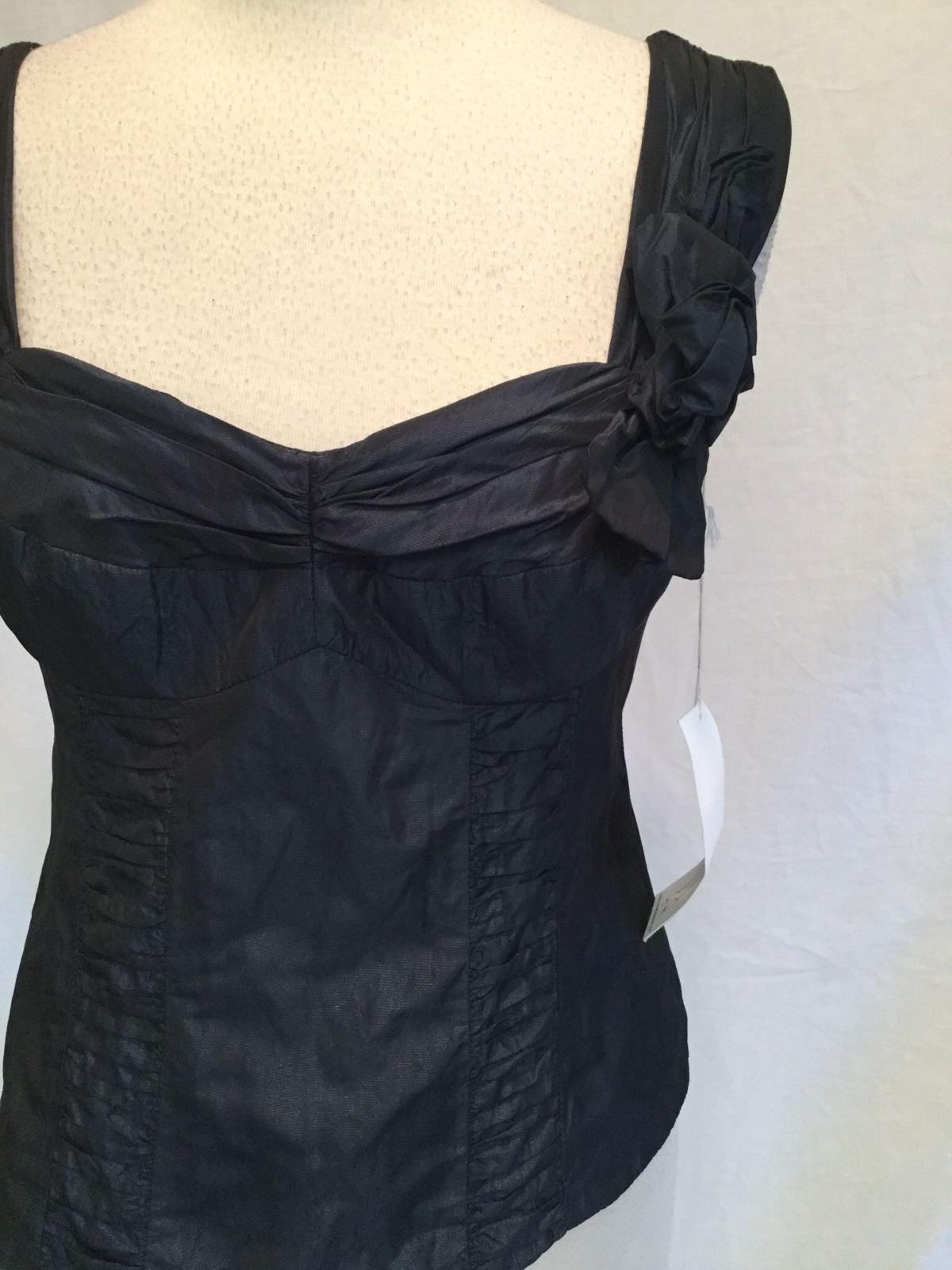 NWT Ladies Nanette Lepore Satin Corset With Flower On Strap-Navy-Size 6
