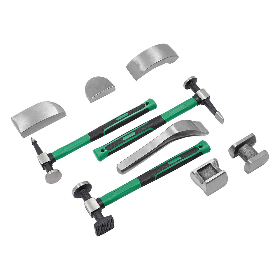 9pcs Set Hand Car Auto Body Work Hammer Fender Tool Dent Crowbar Repair