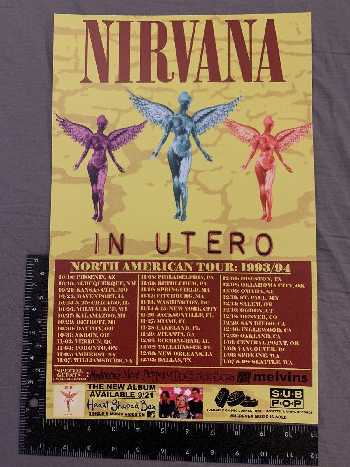 NIRVANA Poster 1993/94 IN UTERO US TOUR Custom Design 11x17