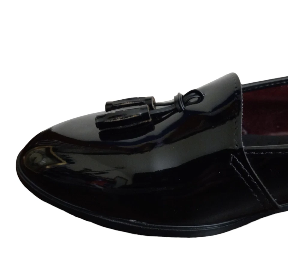 Pierre Cardin Men's Tassel Loafer Size 9 Black Patent Leather Made in USA - Image 4 of 4