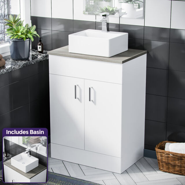 600 mm White Vanity Cabinet and Small 420mm Counter Top Basin Sink | Nanuya