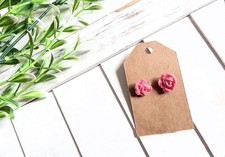 Polymer Clay Handcrafted Rose Stud Earrings for Women