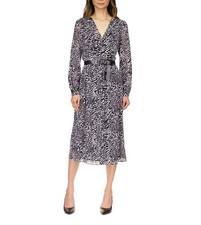 Michael Kors Womens Ocelot Kate Printed Animal Printed Chiffon Midi Dress XS