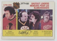 1980-81 O-Pee-Chee League Leaders Tony Esposito Gerry Cheevers Bob Sauve HOF 0a4