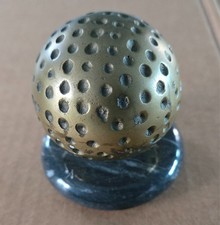 Vintage Brass Golf Ball Paperweight on Marble Base