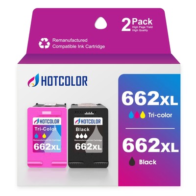 662 XL Replacement for HP 662XL Ink Cartridges Black and Color CZ105AL CZ106A...