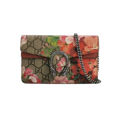 GUCCI Dionysus GG Supreme Suede Super Mini Chain Shoulder Bag Authentic Used