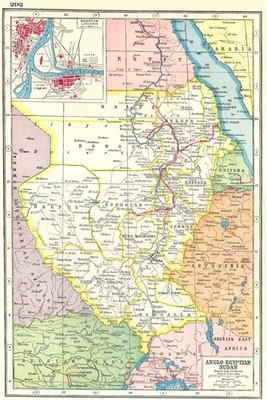 SUDAN. Anglo Egyptian Sudan; inset Khartoum & Omdurman. HARMSWORTH 1920 map