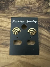 Gold Tone Mini Shell Stud Earrings Post Back