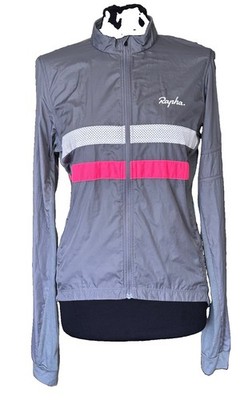 Rapha Brevet Wind Jacke Damen Fahrradjacke Trainingsjacke Gr.L Grau Neonpink