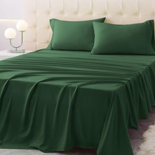 Size Bed Sheet Set - 4 Piece Soft Microfiber Sheets with Deep Full Eden Green