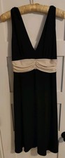  CALVIN KLEIN Sleeveless Black V-Neck Seamed Fit & Flare Midi Dress Sz 2