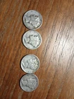 Lot of 4 Mercury Dimes 1935 to 1945 Mixed 90% Silver Coins - Ships Free
