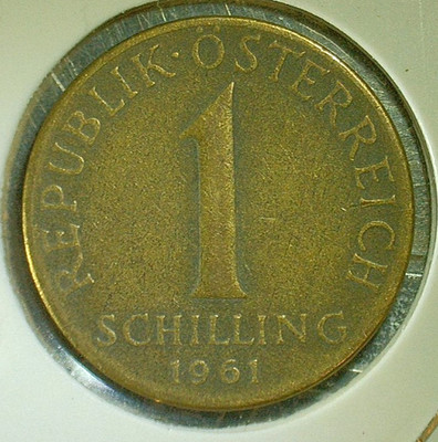 WORLD COIN SALE-1961 AUSTRIA 1 SCHILLING--ALUMINUIM BRONZE COMP