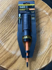Klein 32293 Flip-Blade Insulated Screwdriver, 2-in1, Ph Bit #2, Sl Bit 1/4-Inch