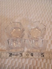 VINTAGE 4 TULIPES À SEL GRAVÉES OUVERTES FLEURS 6 FACES COUPE ACIDE TRANSPARENTE