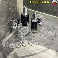 Suction Cup Shower Shelf Triangular Wall Mount Caddy Bathroom Essentials New