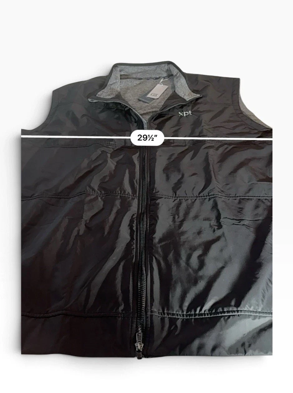 Cutter & Buck Stealth Eco Hybrid Quilted Full Zip Vest Blk/Gray xpt logo 4XLT - product detail image 6