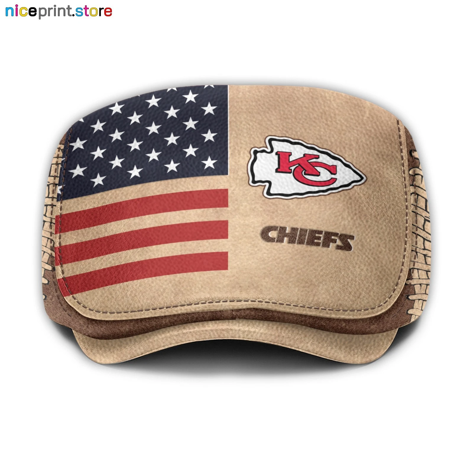 Leather Cap Kansas City Team Chiefs Jeff Cap football Driver Cap Golf Cap football FlatCap