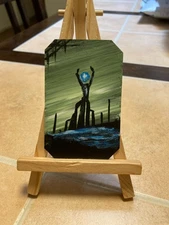 ACEO Original Mixed Media Painting Art Card ATC Lowbrow Abstract 30 Sci Fi Space