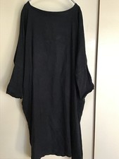 nest Robe Linen Tunic Dress Pullover Black Long Sleeve Loose Fit Japan Free Size