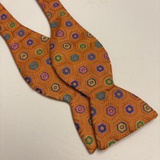Carrot And Gibbs Bowtie Orange Geometric Handmade Pure Silk Made USA