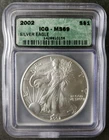 2002 $1 American Silver Eagle Dollar ICG MS69