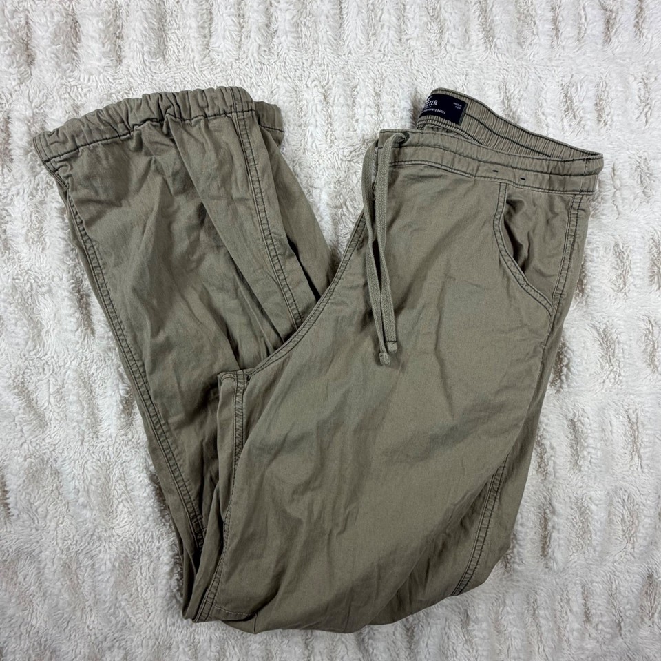 Hollister Adjustable-Rise Parachute Baggy Pants Olive Green Khaki Joggers Medium