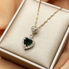 Damen Halskette Zirkonia Anhänger Frauen Schmuck Kette Gold Farbe Edelstahl