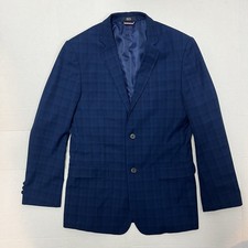 Tommy Hilfiger Boys 18 Flex Navy Blue Plaid 2-Button Blazer Jacket