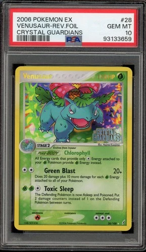 Pokemon Venusaur EX Crystal Guardians Reverse Holo Rare #28 PSA 10 Gem Mint