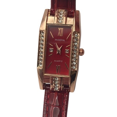 Modiya Women's Quartz Watch Red Gold Color - Adjustable Band - New Battery