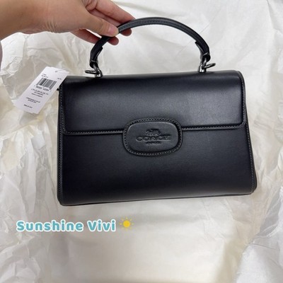 NWT Coach Eliza Top Handle Bag Leather CT852, Gunmetal/Black | eBay