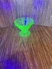 Vintage Green Uranium Vaseline Depression Glass Sherbet Dish Glows