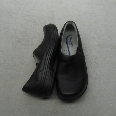 Klogs Women 11 Clogs Black Leather Slip Resistant Nursing Work Shoes