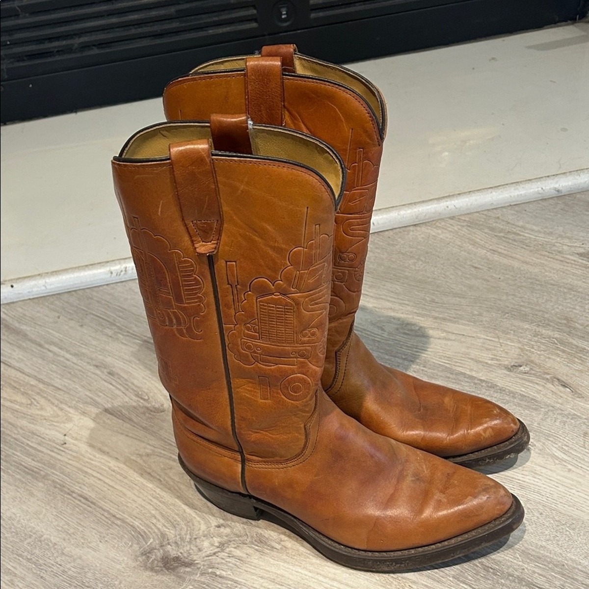 Vintage Wrangler 10-4 Truck Cowboy Boots Men 7.5/Women’s 9 Tan Leather Western Wrangler Cowboy Boots Brown Leather Mens Size 9.5 D Vintage  main image 2
