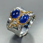 Jewelry gems Blue Sapphire Ring 925 Sterling Silver Size 9 /R475078