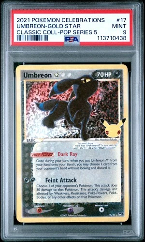 2021 POKEMON CELEBRATIONS CLASSIC COLL #17 UMBREON-GOLD STAR PSA 9