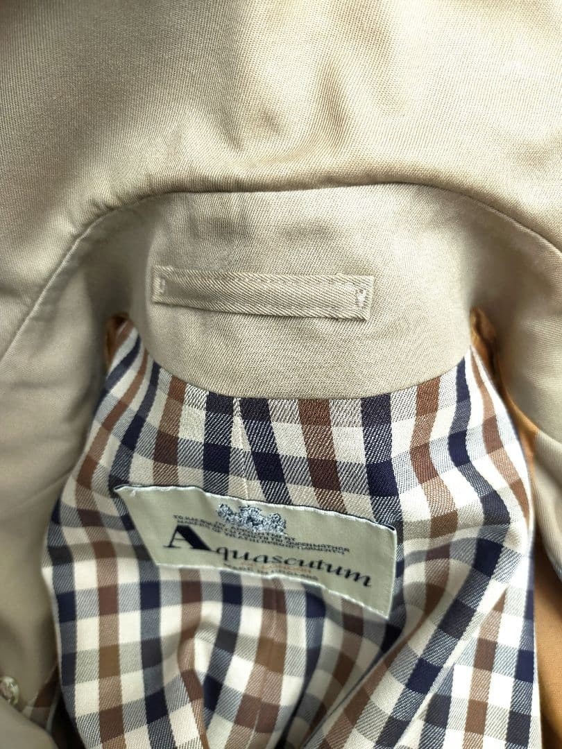 Aquascutum Trench Coat XL Beige Belted Burberry Check Lining England F/S thumbnail 14