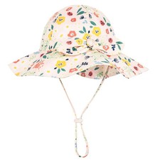 Baby Girl Sun Hat with UPF 50 Outdoor Adjustable Beach Hat with Wide Brim Bucke