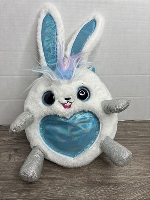 Zuru Rainbowcorn Plush White Bunny Blue Heart on Belly Stuffed Toy Wings 10''