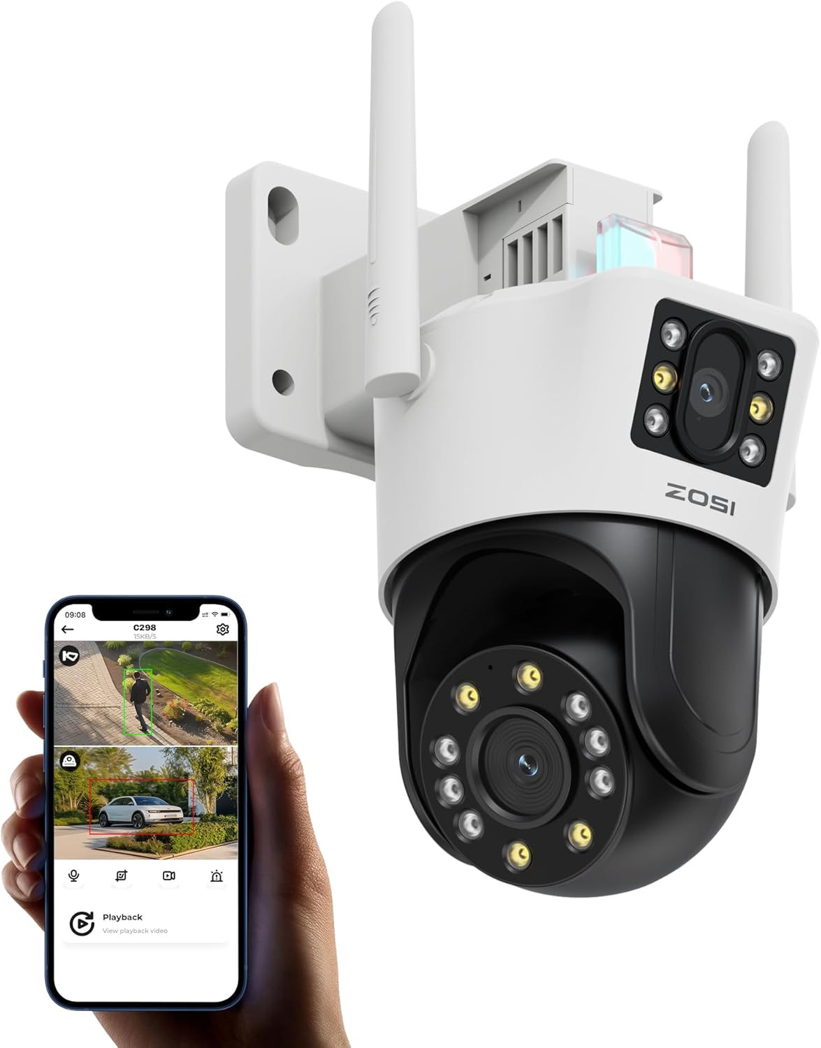 ZOSI Telecamera Wifi Doppia Lente 4MP+4MP | Smart Home Security