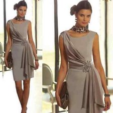Short Sleeveless Mother of the Bride Dresses Jewel Neck Wedding Guest Gowns
