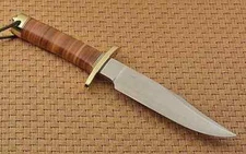 Custom Handmade D2 Steel Bowie Knife Hunting Survival Knife Stacked Leather Knif