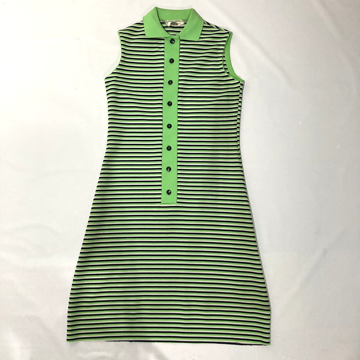 Vtg 70s Chemise Lacoste Shift Dress Lime Green/Black Stripe M/L Mod GoGo Preppy Vtg 70s Chemise Lacoste Shift Dress Lime Green/Black Stripe M/L Mod GoGo Preppy